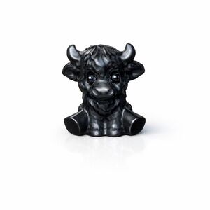 Obsidian Highland Cow Crystal Carving